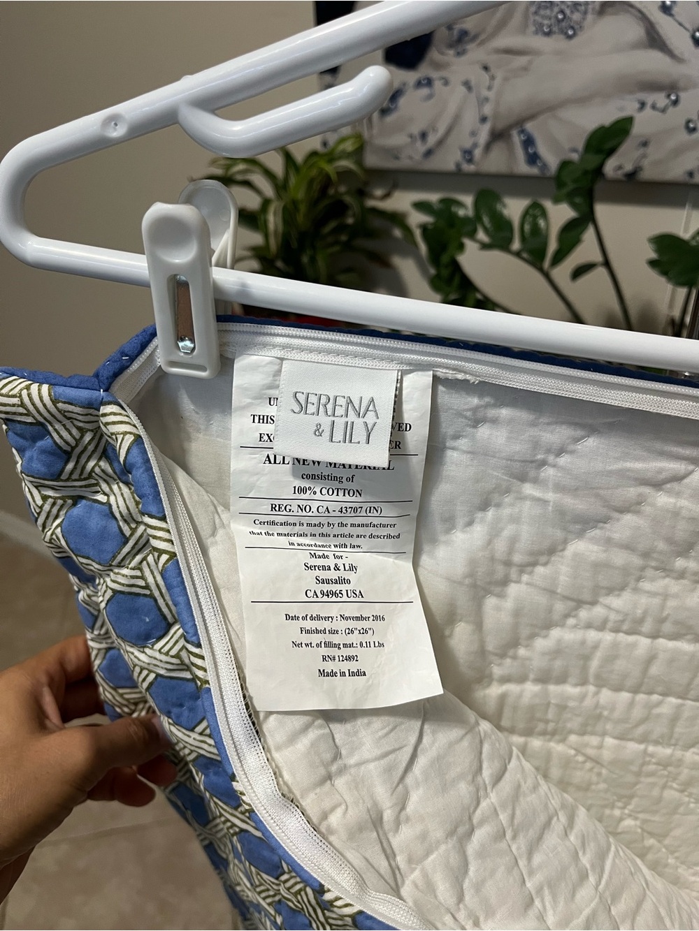 Serena & Lily Quilted Euro sham Pillow Case geometric lattice starburst pattern - Picture 5 of 6
